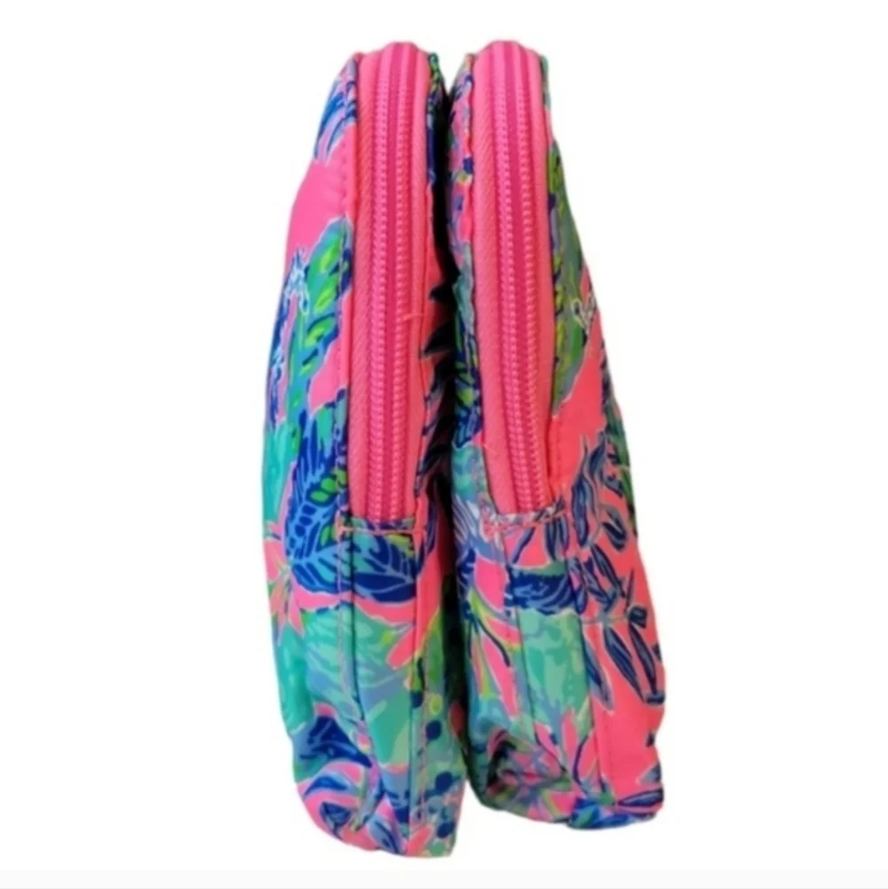 Lilly Pulitzer Thompson Double Section Pouch Pink Isle Lil Earned Stripes NEW