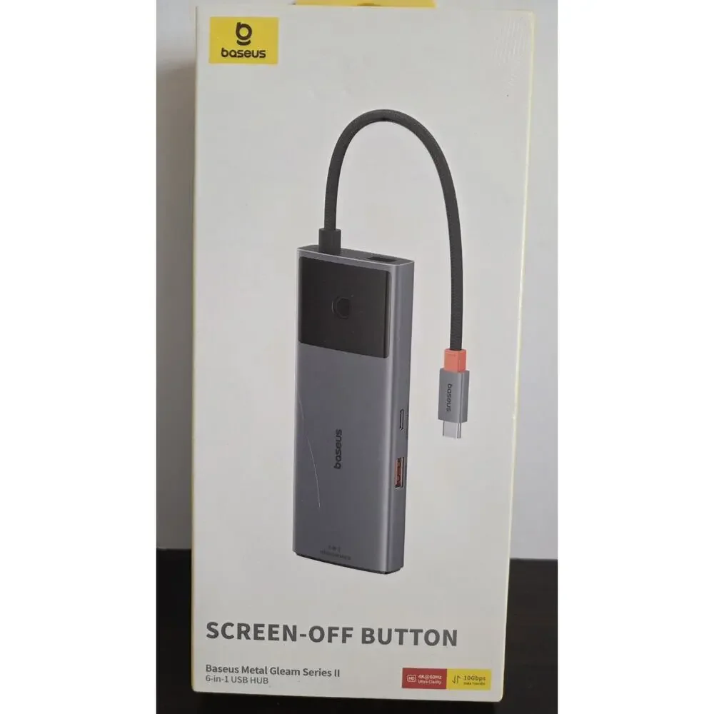 6in1 USB-HUB Metal Gleam Series II USB-A/USB-C/USB-C PD/HDMI/RJ45 in Schwarz