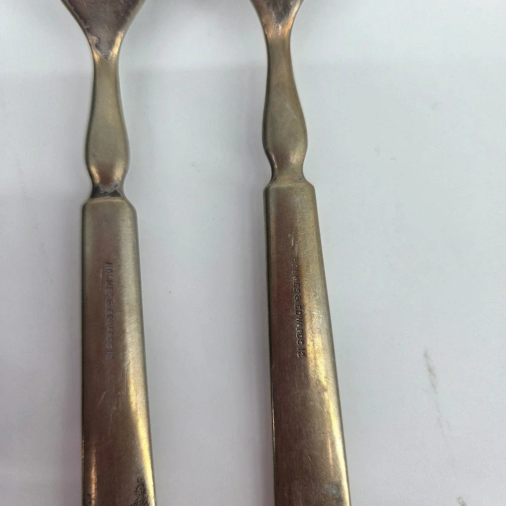 Vintage Holmes & Edwards Silverplate Forks Set of 2 Monogrammed Tapered Handle