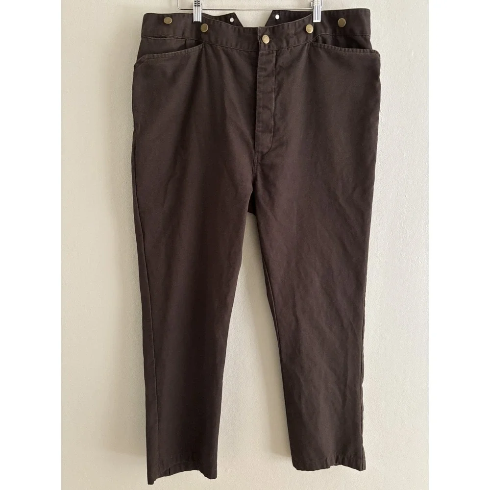Frontier‎ Classics Brown Pants w/Suspenders Buckle Back Old Western Cowboy 40x29