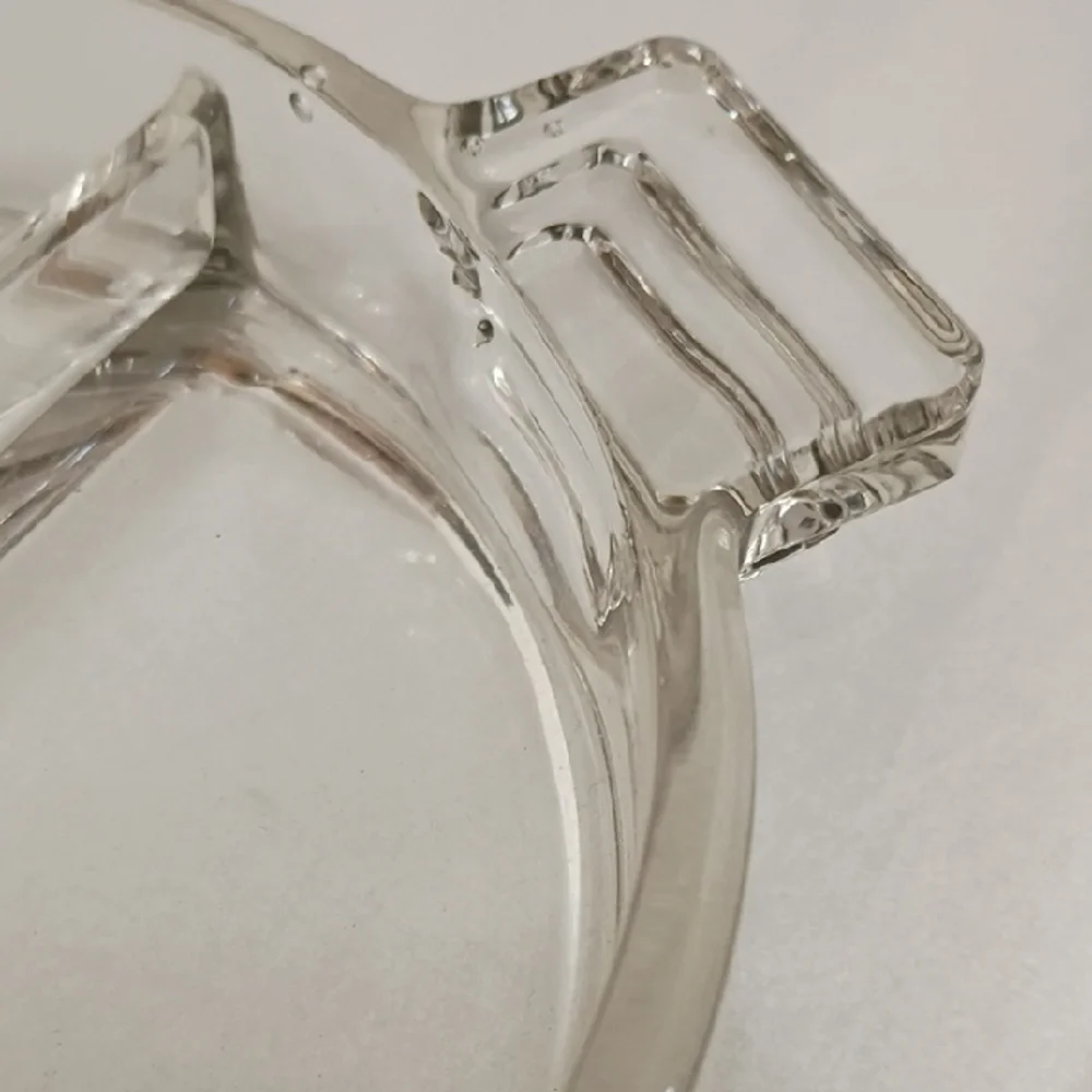 Vintage Clear Glass Vanity Tray Divided Dish Relish Tray Great Handles