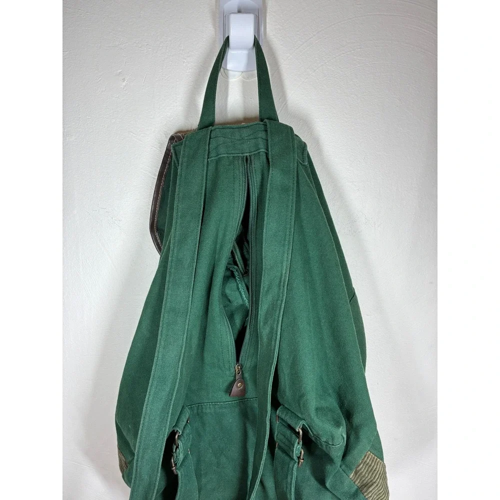 Vintage Mickey Disney Green Canvas Corduroy Backpack Embroidered 90s Y2K READ