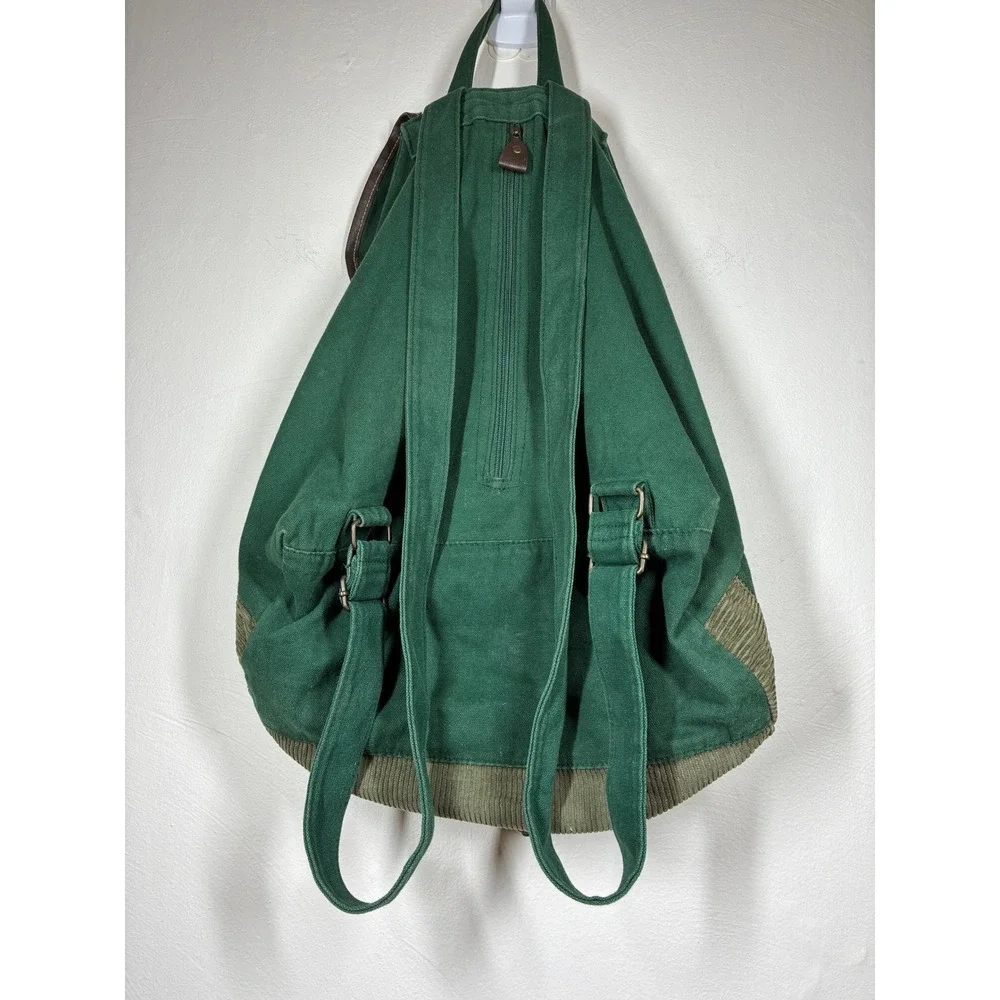 Vintage Mickey Disney Green Canvas Corduroy Backpack Embroidered 90s Y2K READ