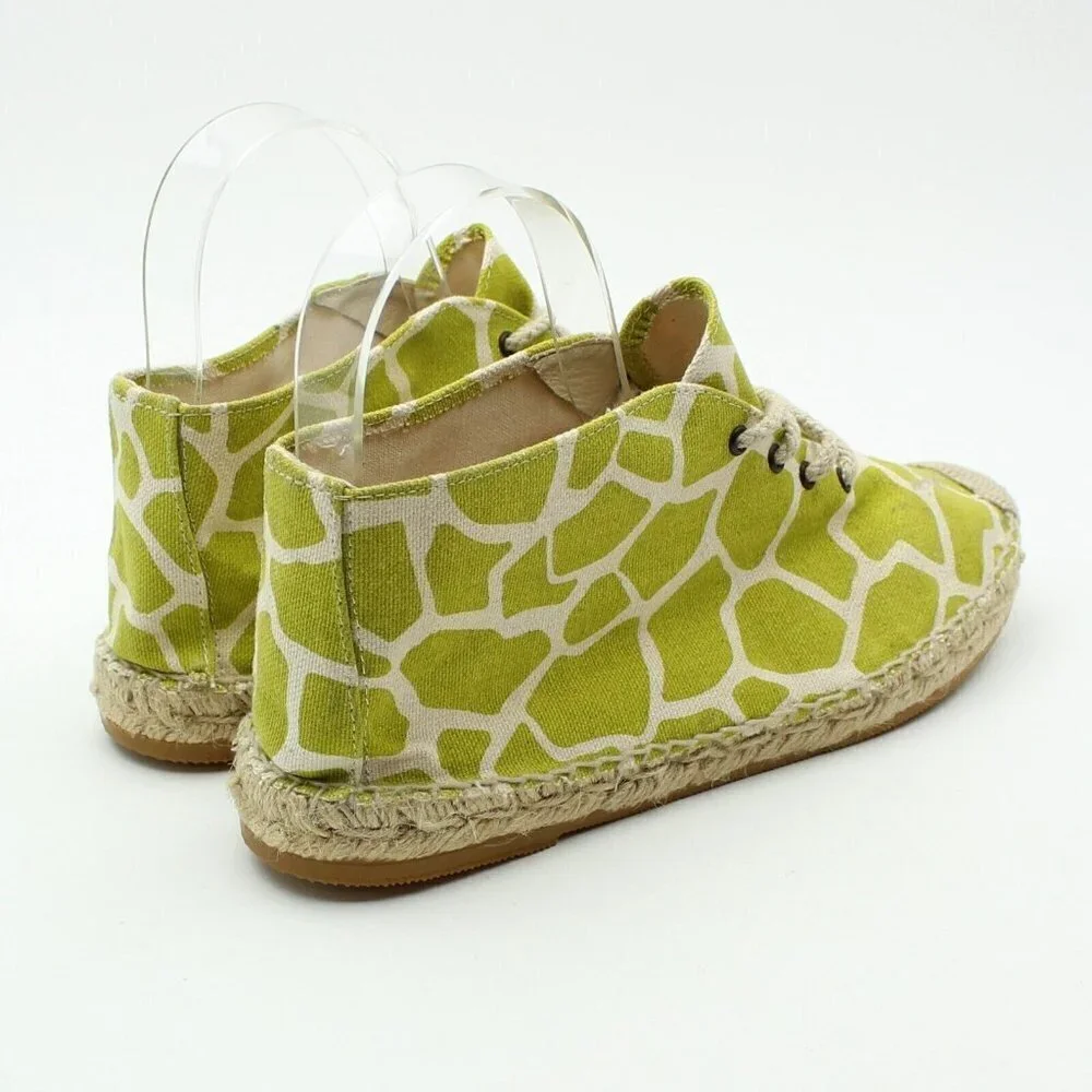 Bettye Muller Lime Green Animal Print Espadrille Shoes