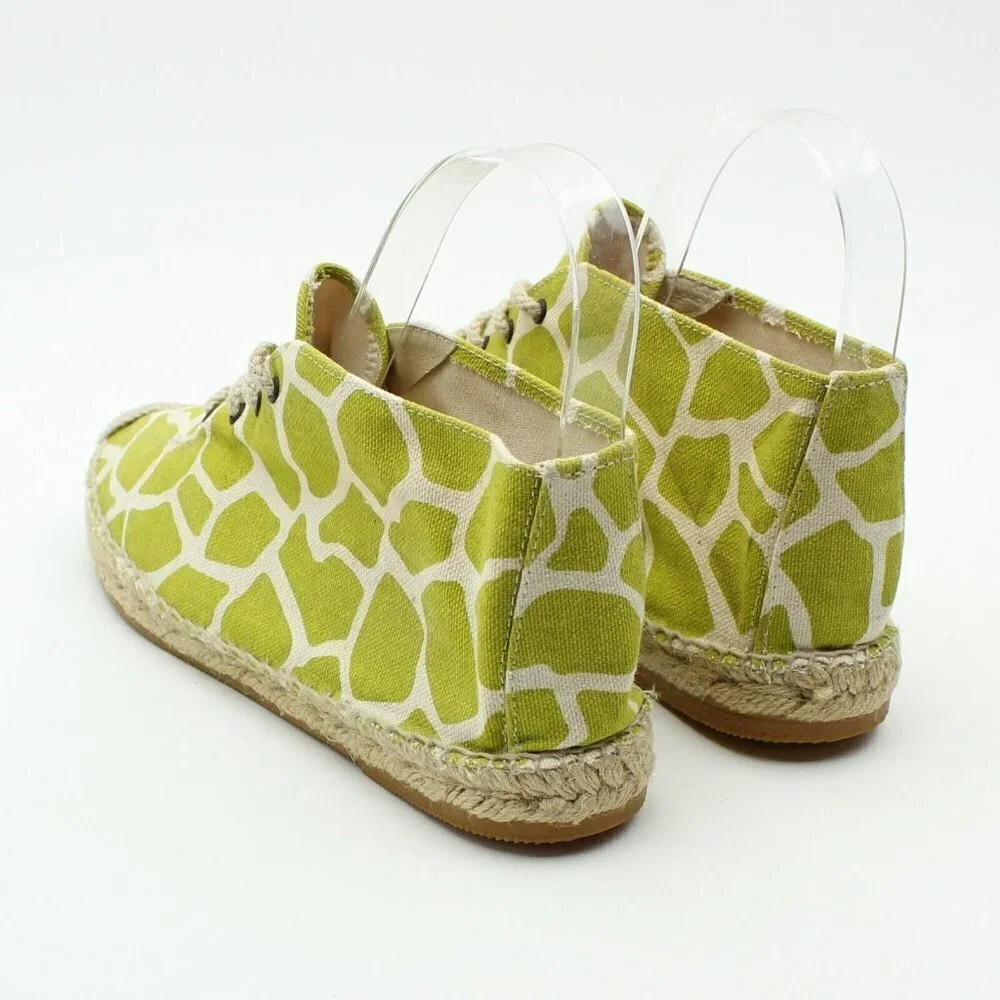 Bettye Muller Lime Green Animal Print Espadrille Shoes