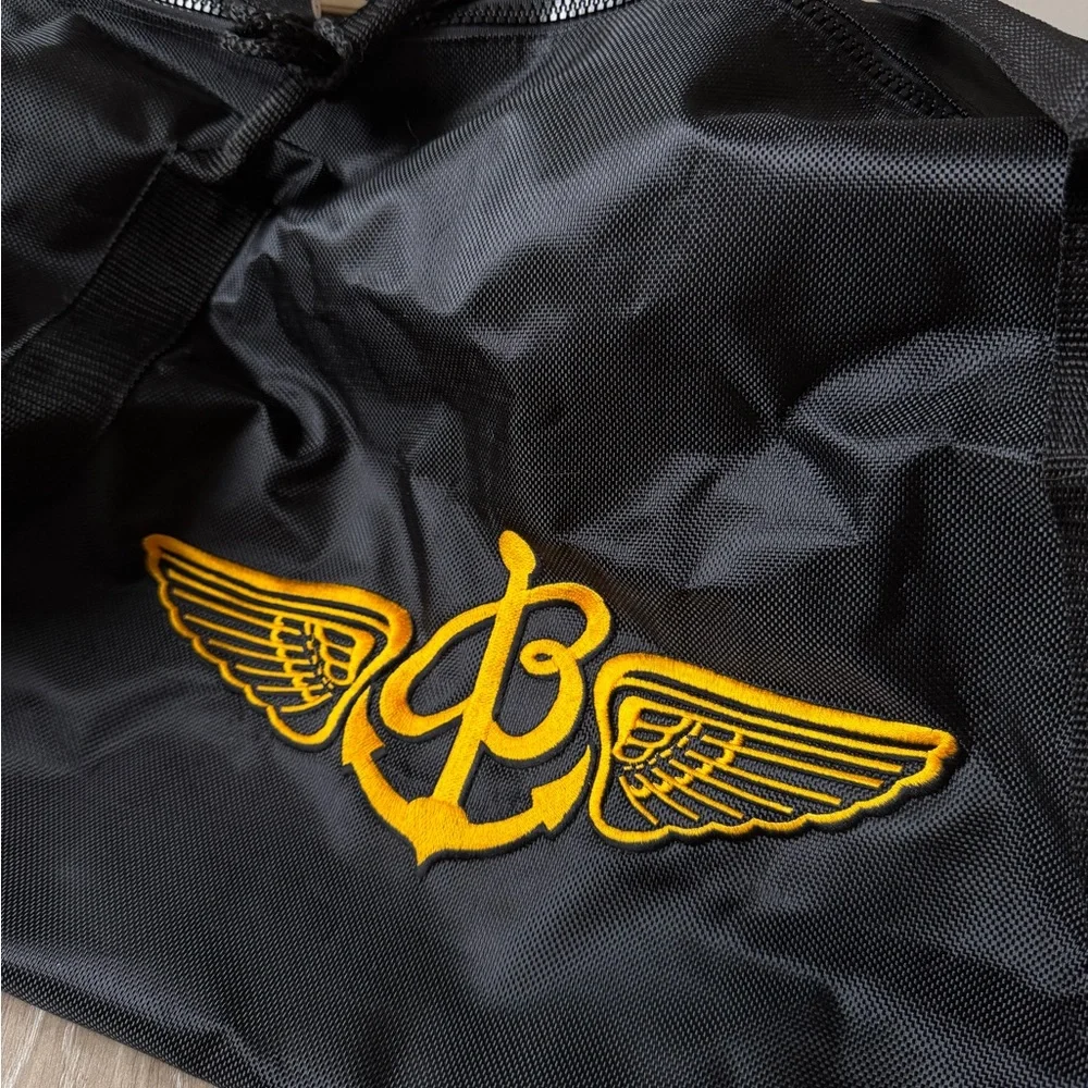 Breitling Swiss Large Logo Nylon Boston Travel Bag Made in Italy Black