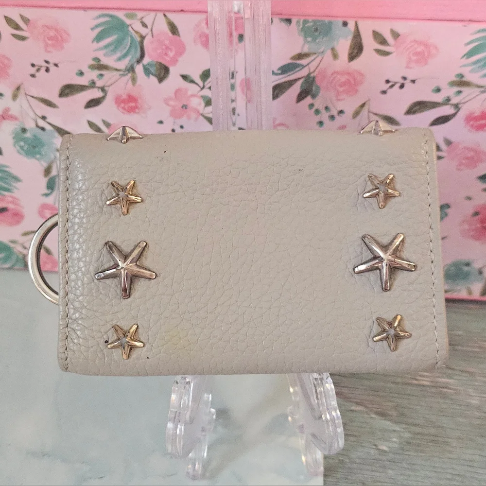 ✨Jimmy Choo Star Studded Neptune Gray Key Holder Wallet 🌟
