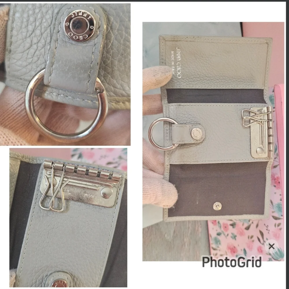 ✨Jimmy Choo Star Studded Neptune Gray Key Holder Wallet 🌟