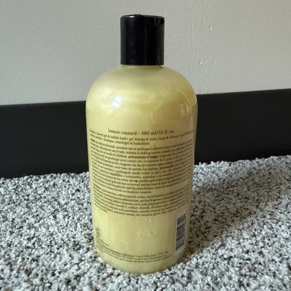 New Philosophy Lemon Custard 3 In 1 Shampoo Shower Gel & Bubble Bath 16 Oz