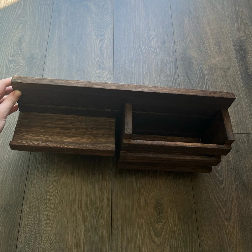 Rustic Wood Wall Organizer with Hooks