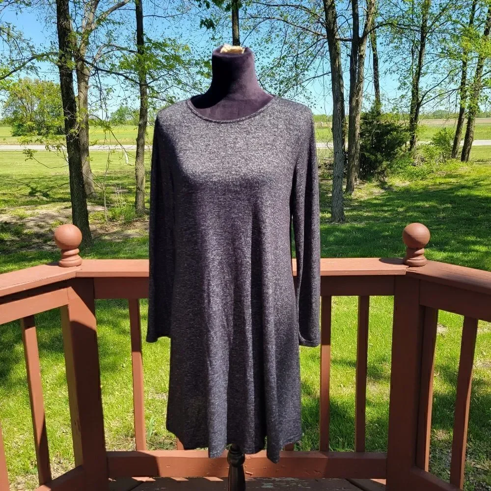 Old Navy Marled Gray Long Sleeve Rolled Round Neck Sweater Dress Size L
