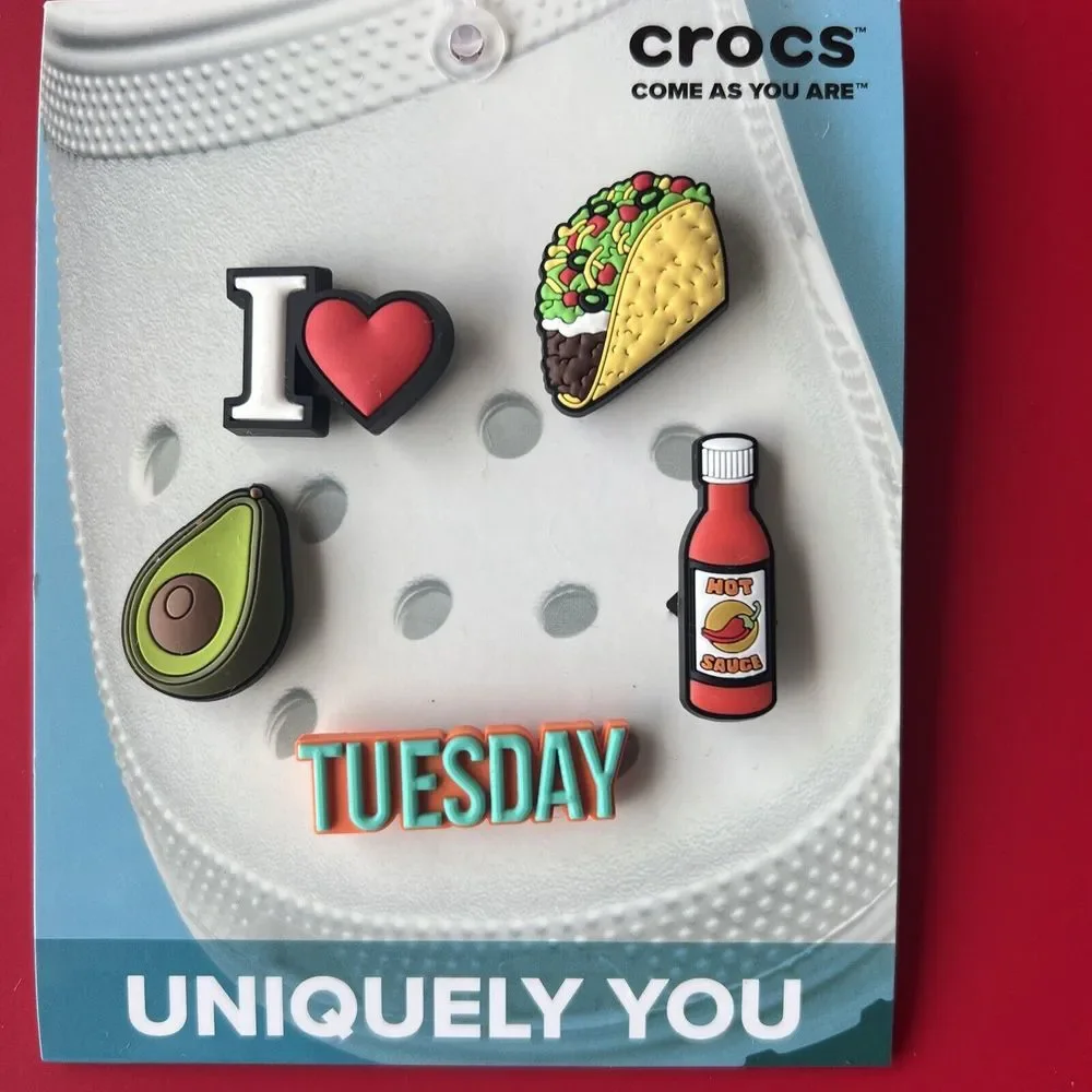 Crocs Uniquely You Taco Tuesday Avocado‎ Hot Sauce I Heart Jibbitz Charms New