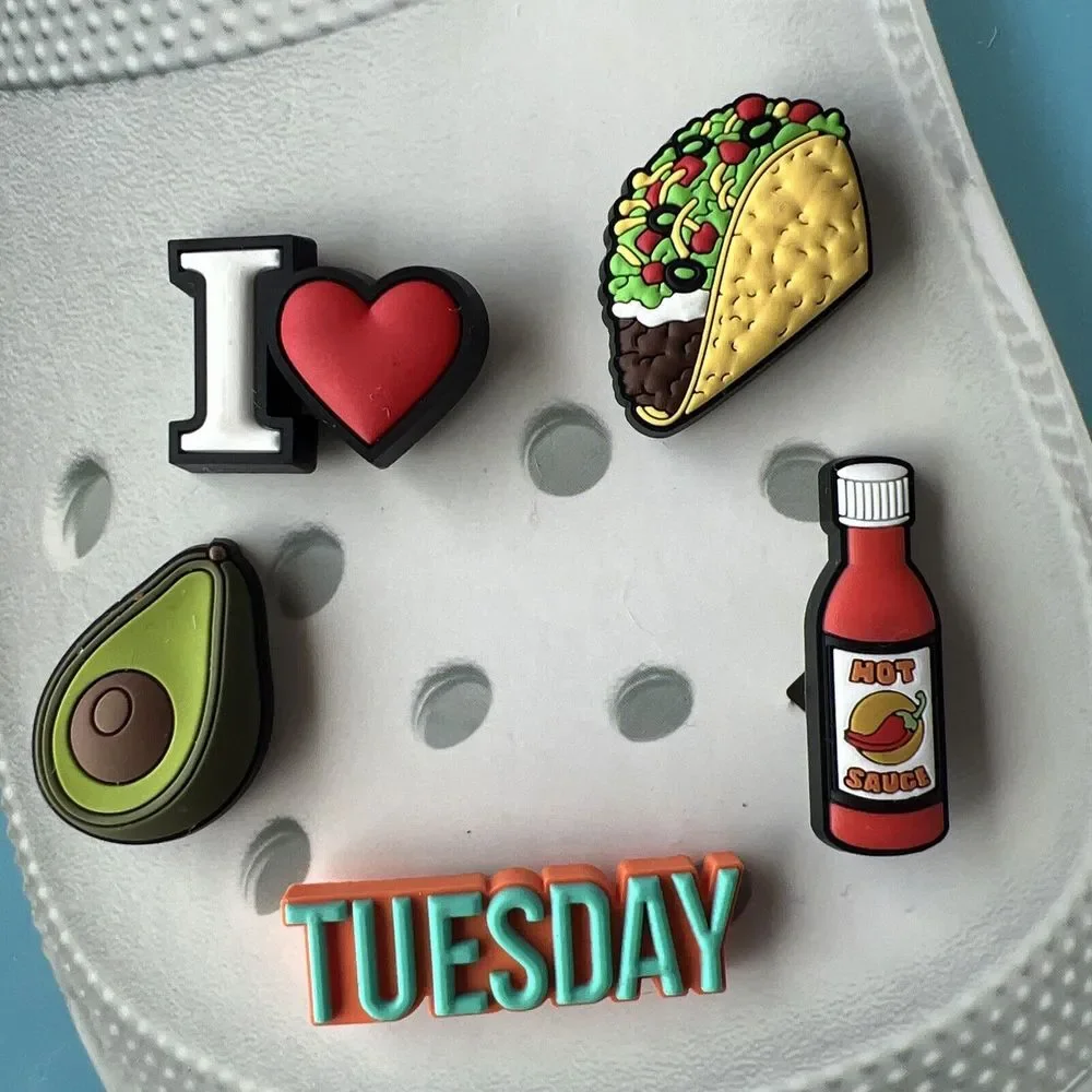Crocs Uniquely You Taco Tuesday Avocado‎ Hot Sauce I Heart Jibbitz Charms New