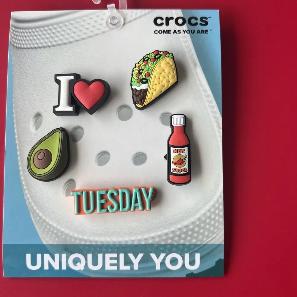 Crocs Uniquely You Taco Tuesday Avocado‎ Hot Sauce I Heart Jibbitz Charms New