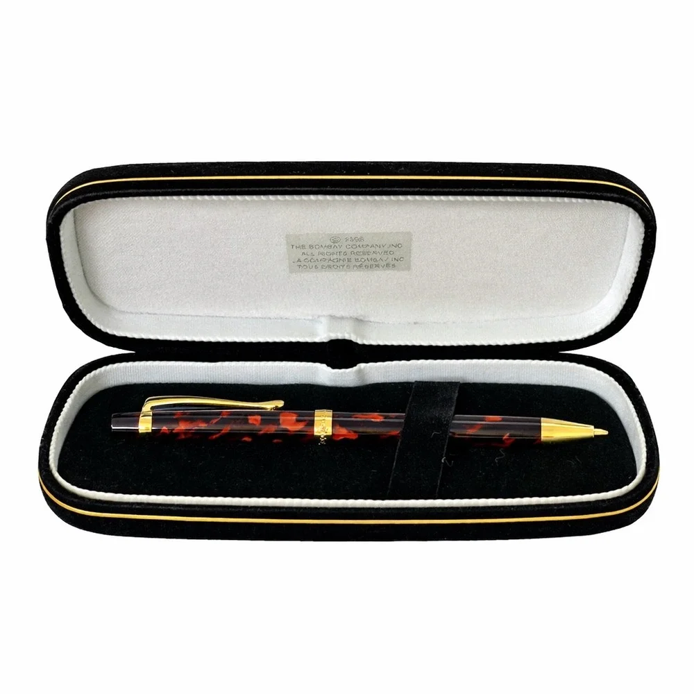 Vintage 1998 The Bombay Company Tortoiseshell Mechanical Pencil with Case Gold