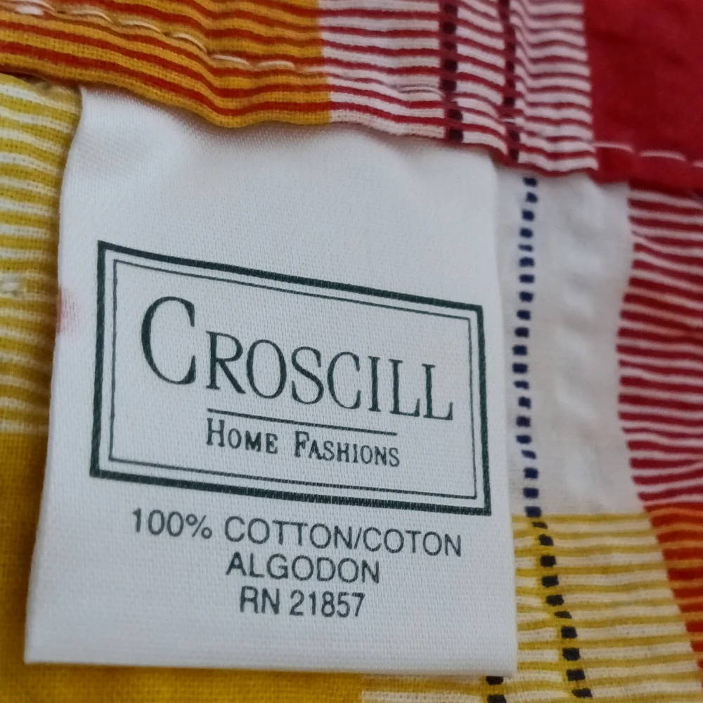 Vintage Croscill Seersucker Plaid Brights Window Valance Made In USA
