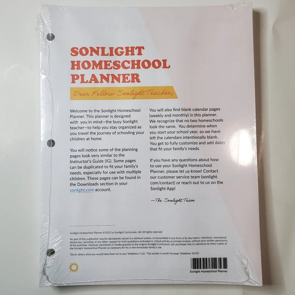 Sonlight homeschool planner