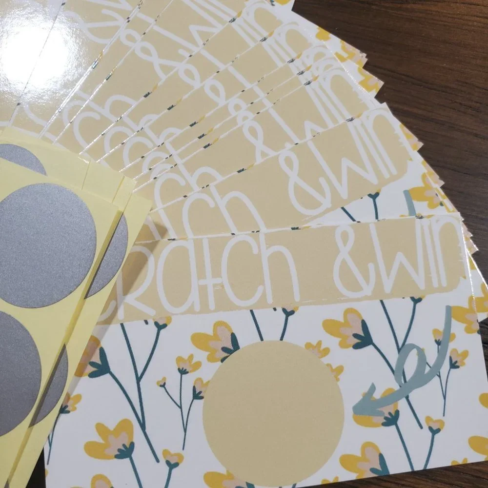 Scratch & Win-Thank You Cards- Party-Shower-Yellow Flowers - 40 Cards