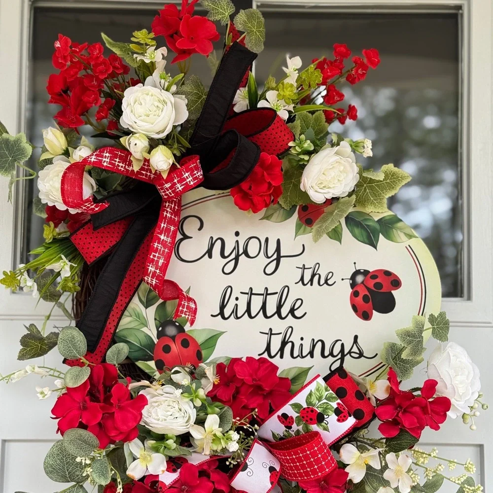 Enjoy The Little Things Ladybug Wreath