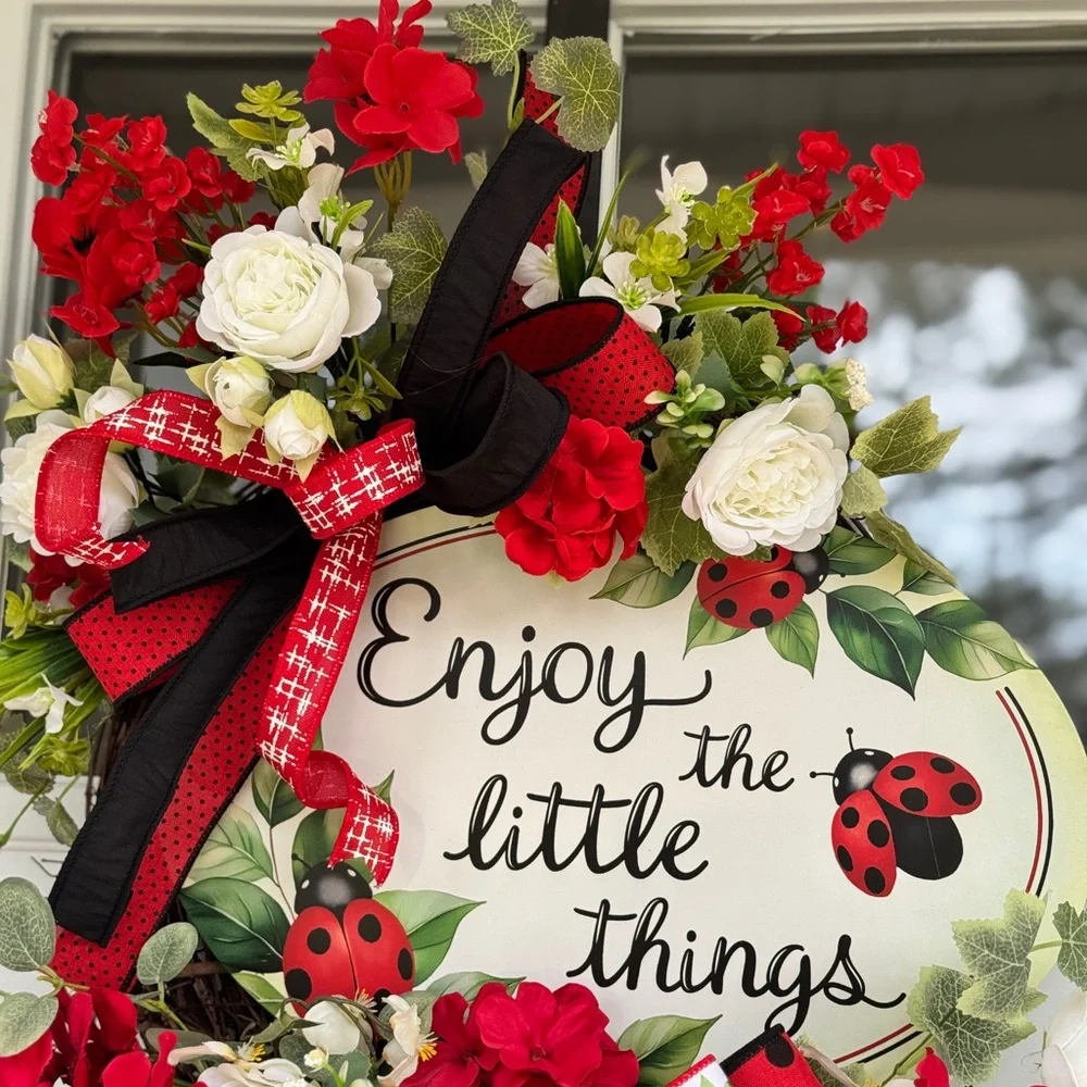 Enjoy The Little Things Ladybug Wreath
