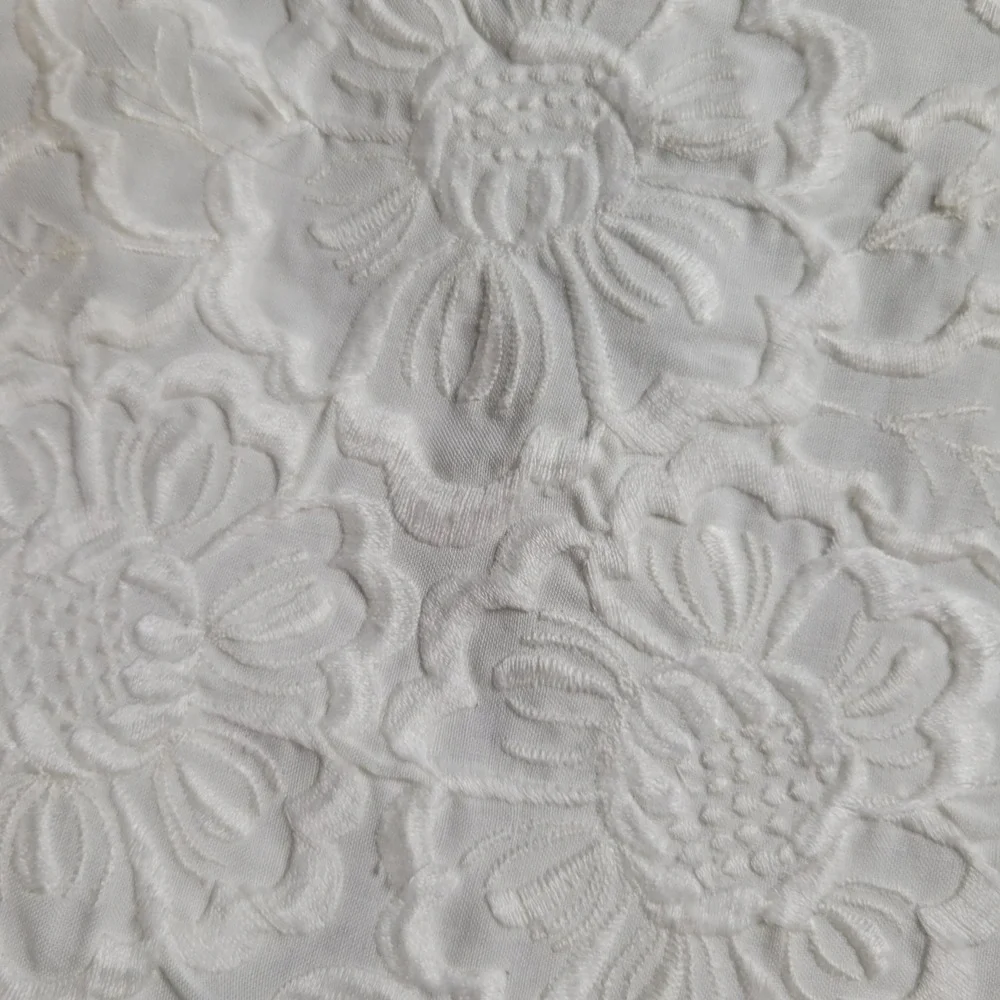 White Embroidered Standard‎ Pillowcase Vintage Floral Cottagecore
