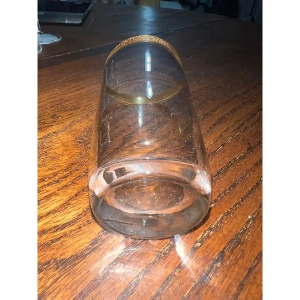 GLASTONBURY LOTUS ELEGANT GLASS RAMBLER ROSE 5.5”x2.75” HIGHBALL GOLD (set of 4)