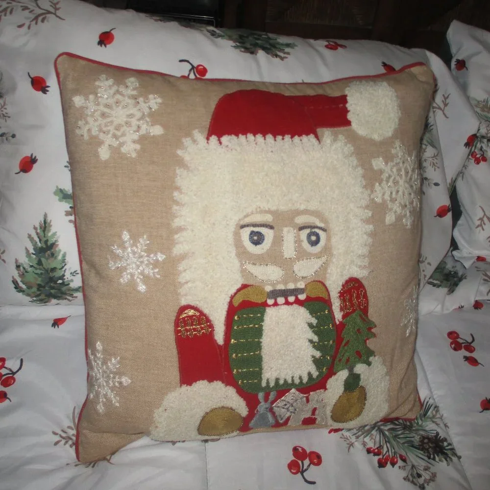 Pottery Barn Christmas Nutcracker Pillow Cover + Feather Insert