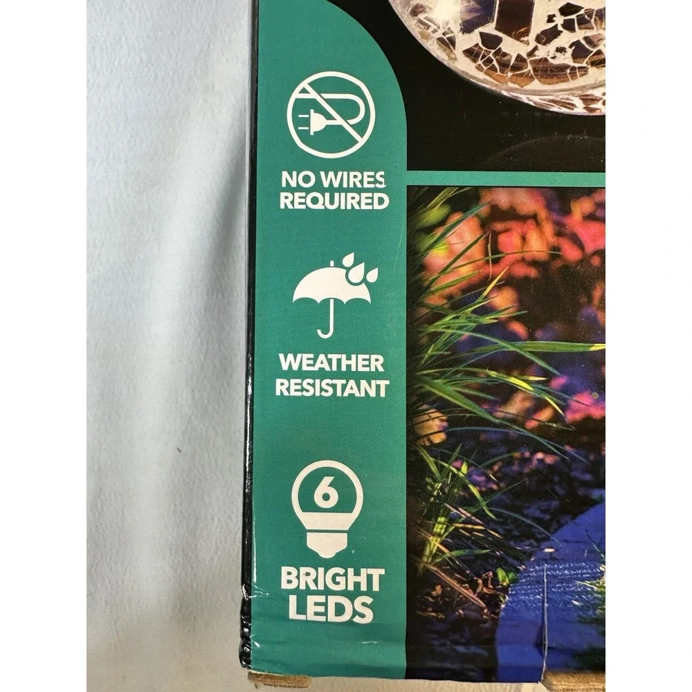 BRAND NEW Bell + Howell Solar Powered Disk Lights Mosaic Beige 4 PC Set