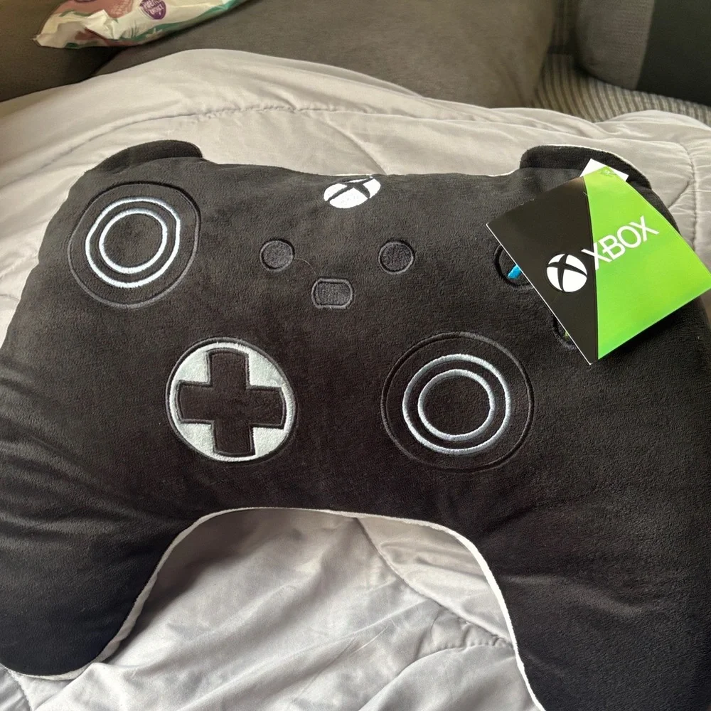 Black Plush Controller Pillow - Soft Gaming Cushion