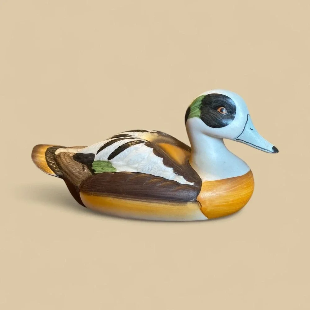 Porcelain Duck Drake Bird Figurine Hand Painted Hunting Decor 10