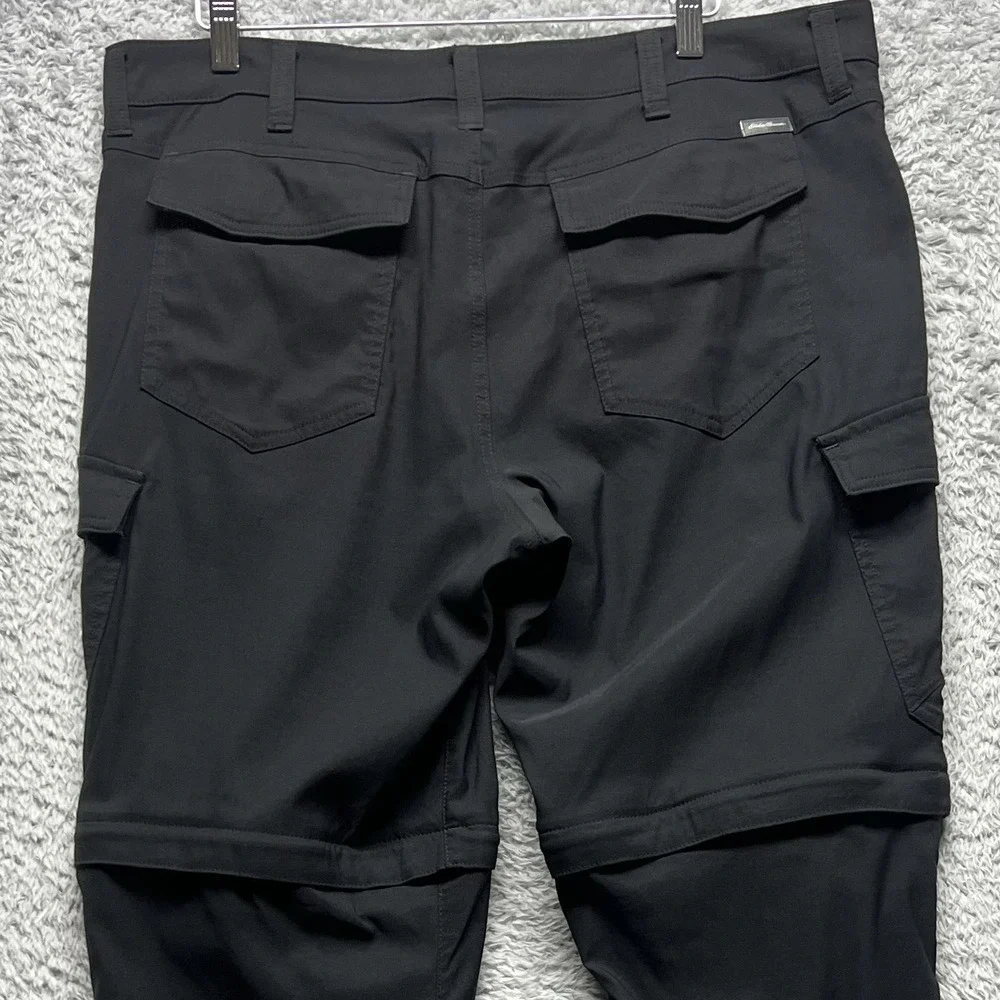 Eddie Bauer Pants Mens 36x32 Black Rainier Convertible Cargo Hiking Outdoor