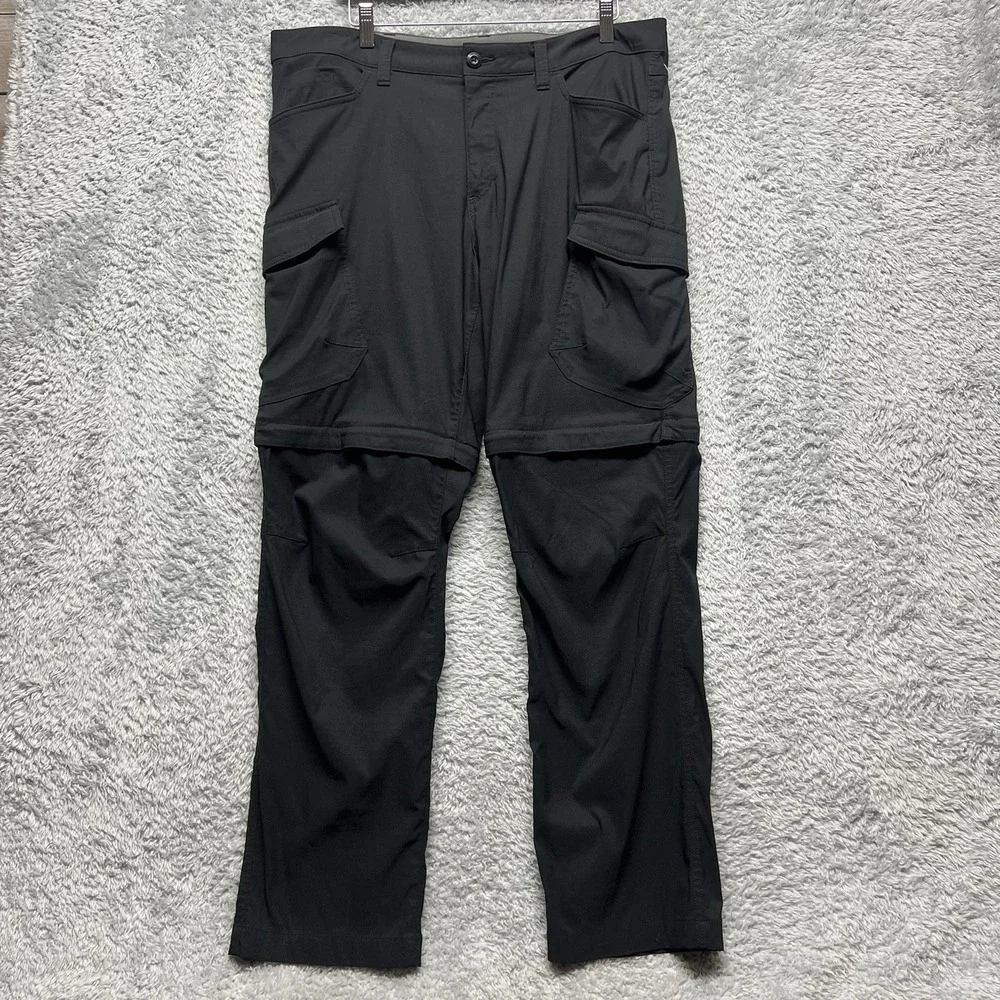 Eddie Bauer Pants Mens 36x32 Black Rainier Convertible Cargo Hiking Outdoor
