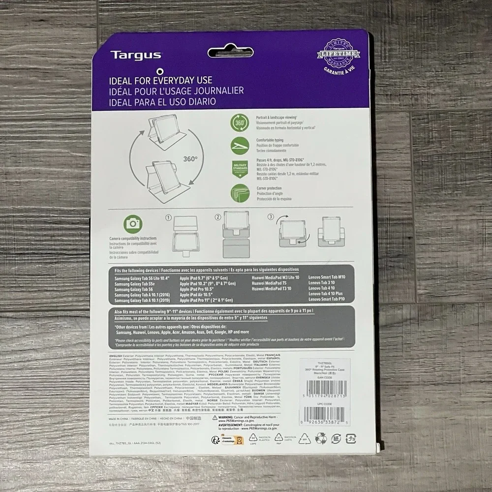 Universal Tablet Case Large Fits 9 - 10 Inch Tablets - 360° Rotating