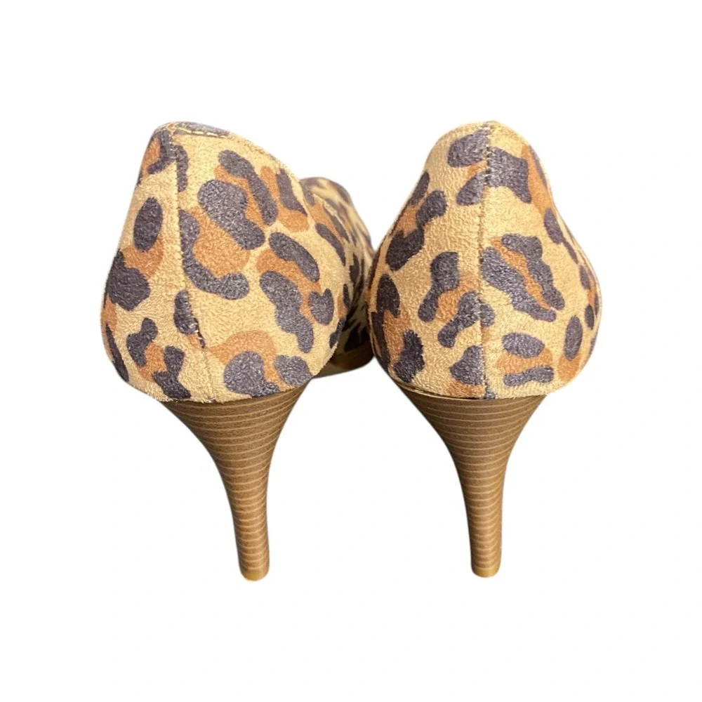Jazzberry Keira Women's Size 8‎ Leopard Print Peep Toe High Heel Pumps