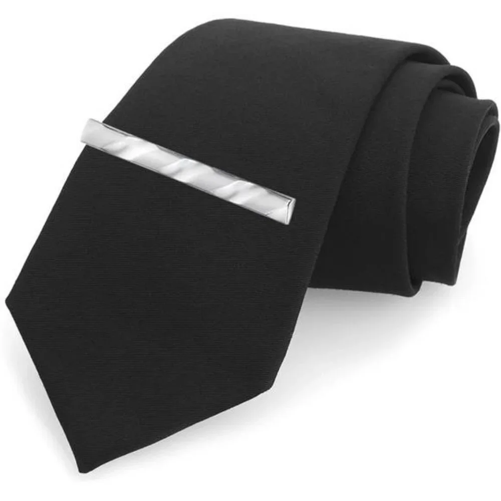 Mens silver tie clip set 10 piece metal tie bar classic formal wedding gift