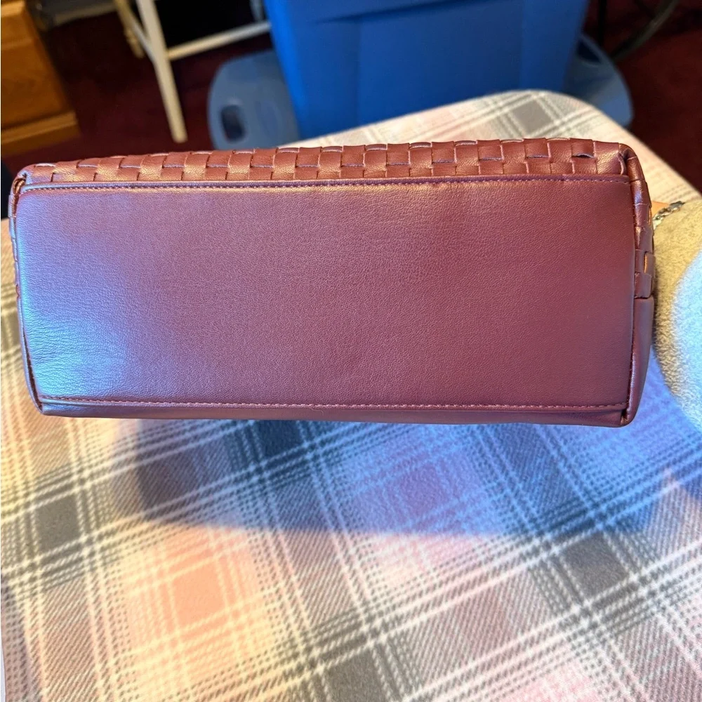 Bebe Yara Woven Small Satchel/ crossbody new burgundy
