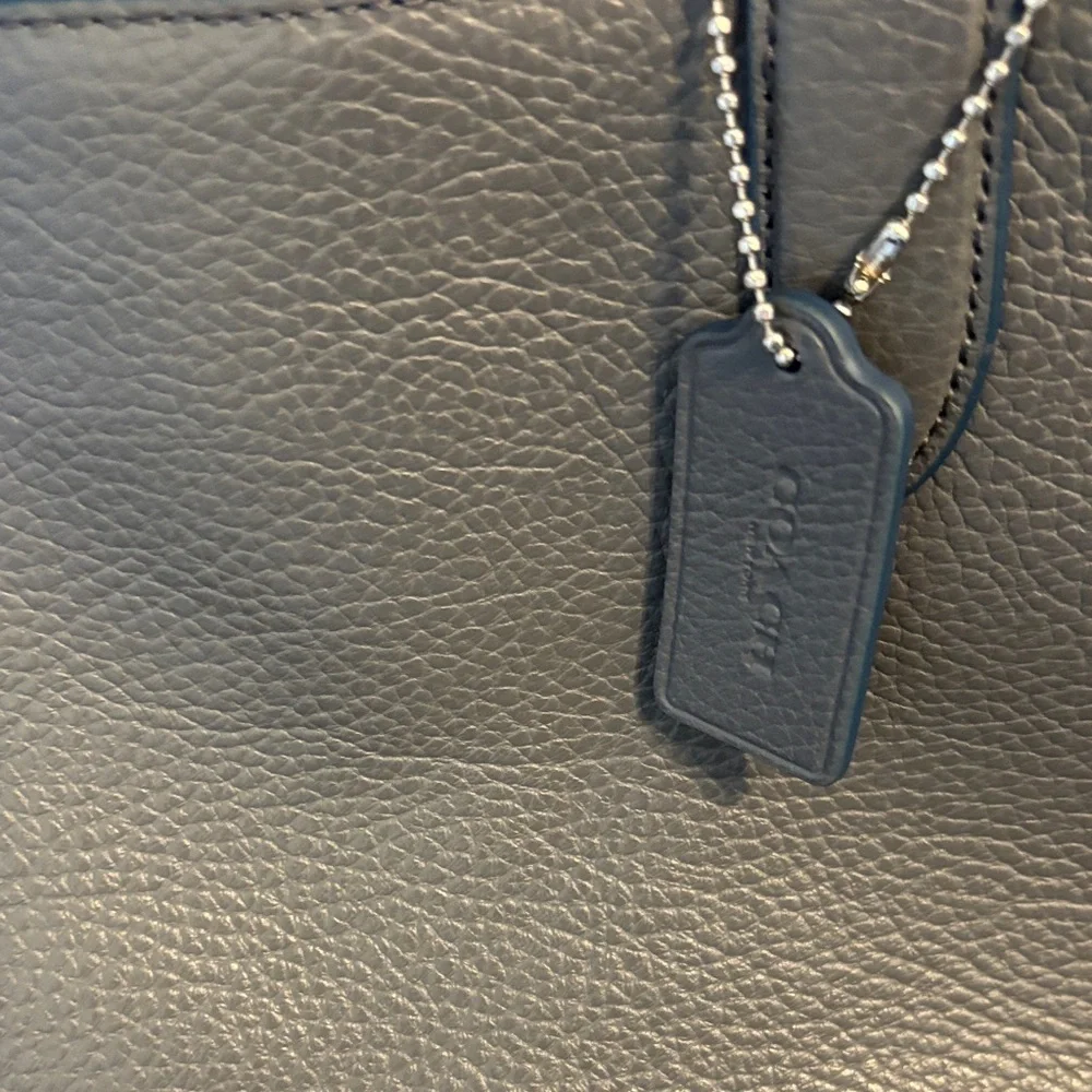 Coach Dark Gray pebbled Leather Men's Briefcase; grey black