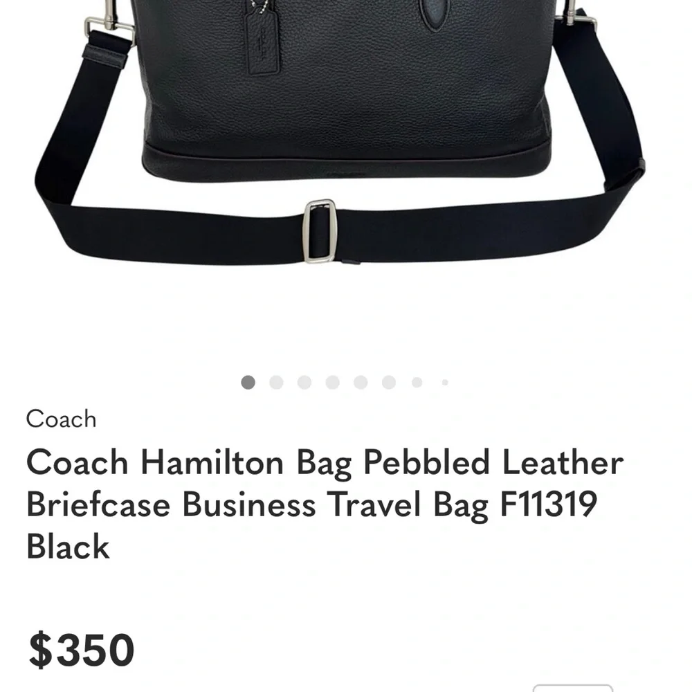 Coach Dark Gray pebbled Leather Men's Briefcase; grey black