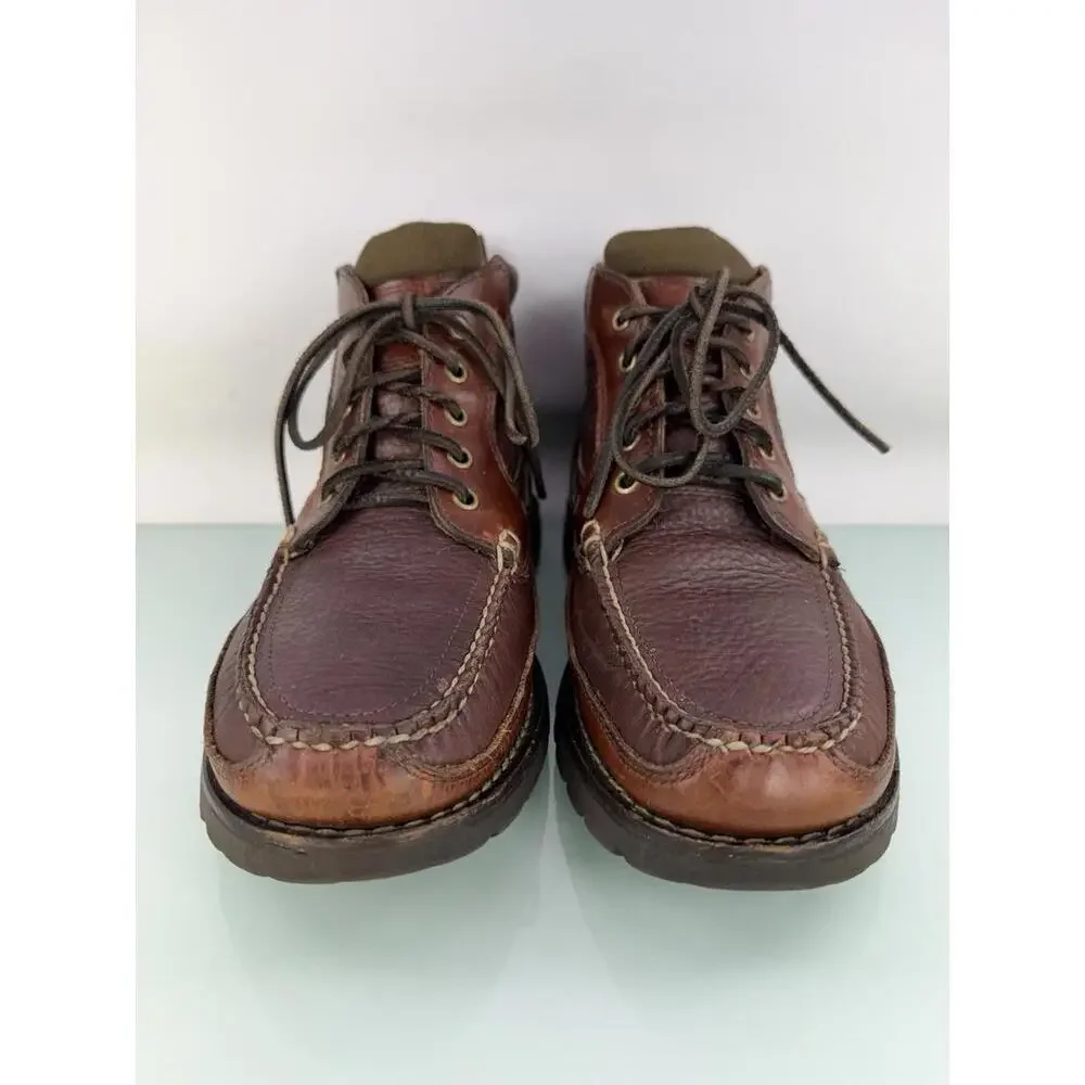 L.L.Bean Allagash Bison Brown Chukka Boots 10 EE Wide Handsewn Moc Toe Lug Sole