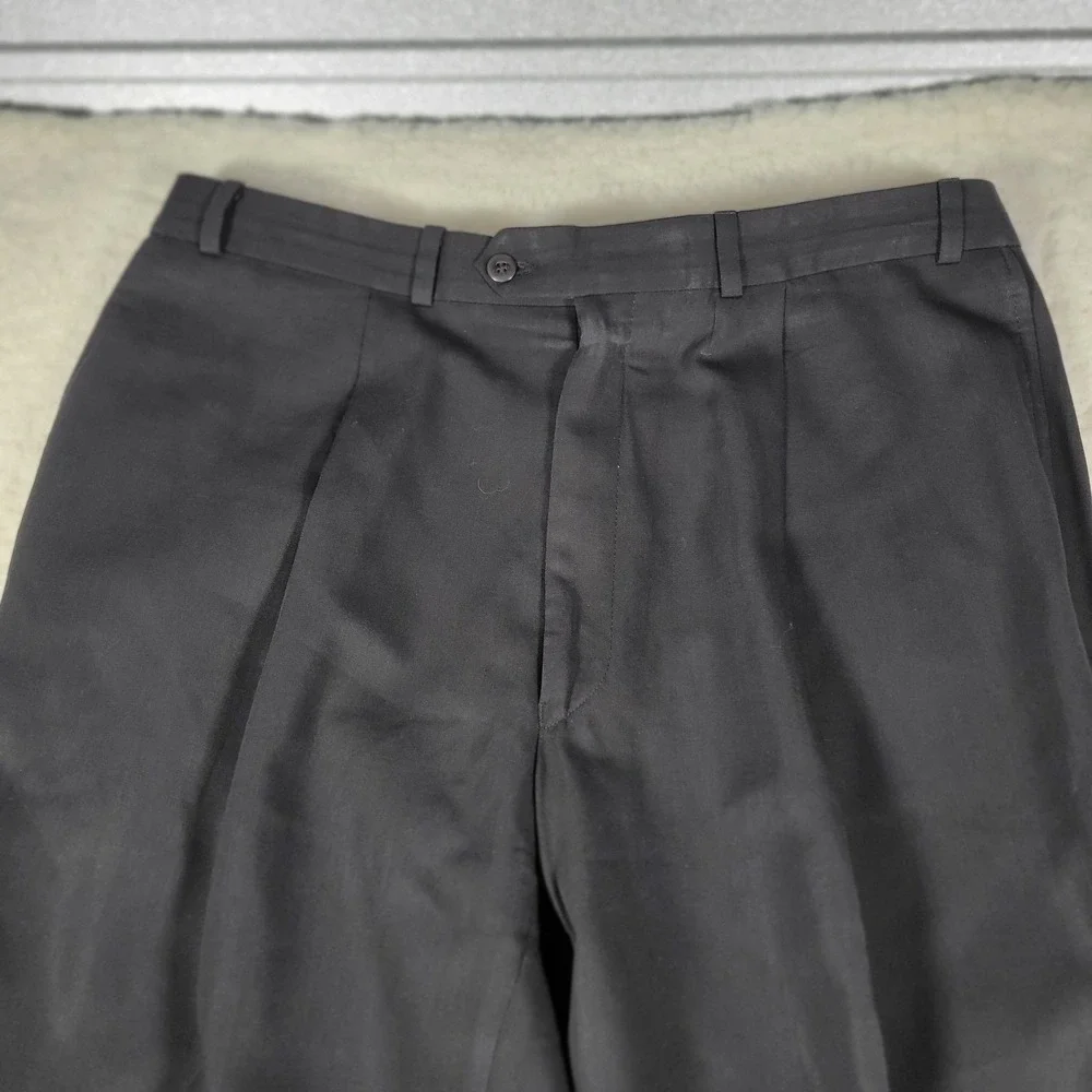 Ralph Lauren Dress Pants Mens Size 36x31 Black Pleated Straight Leg Trousers