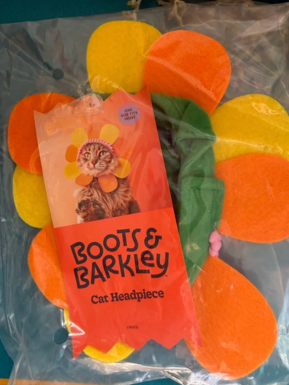 Boots & Barkley Floral Cat Headpiece with Orange and Yellow Petals