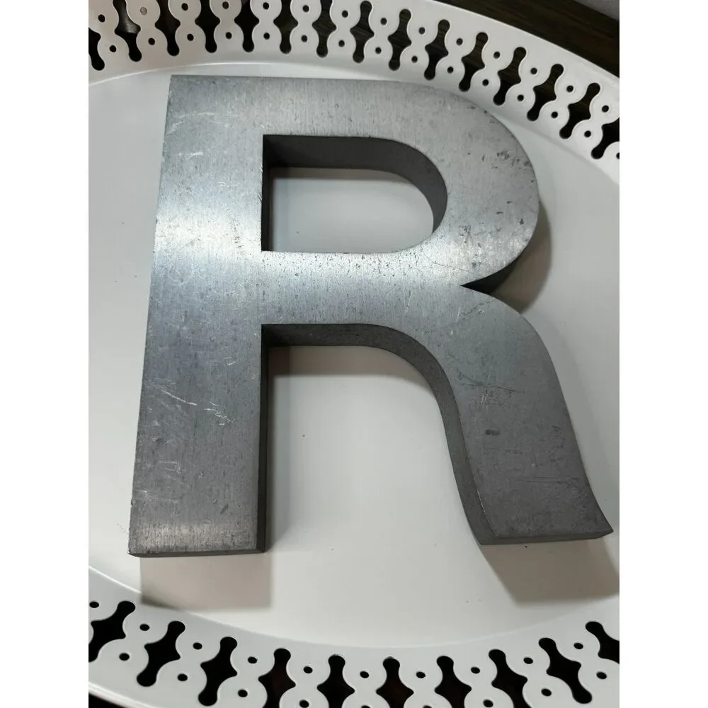 Vintage Industrial Chic metal letter - salvaged sign letter R