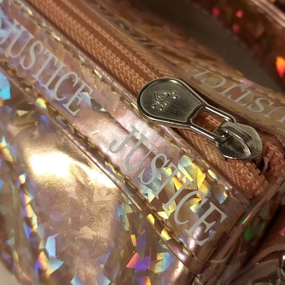 Girls Justice Crossbody Barrel Bag with Adjustable Strap & 2 Charms, Rose Gold