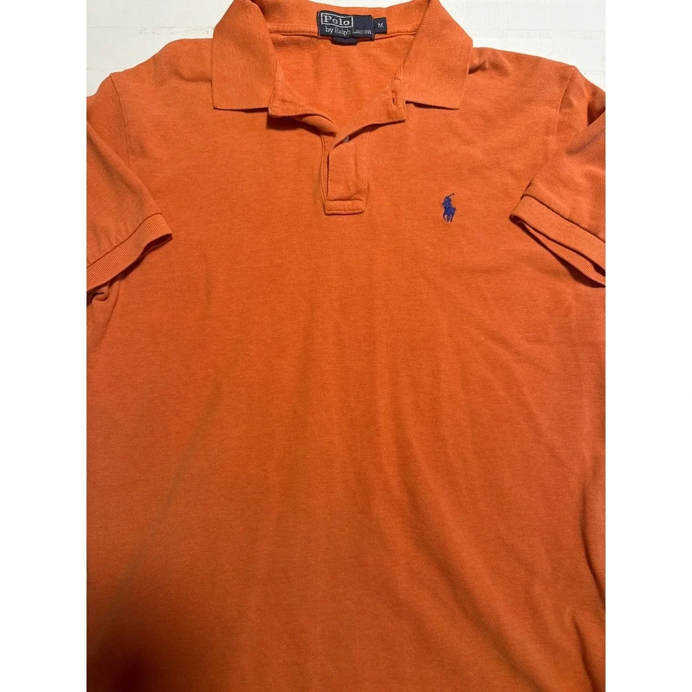 Polo Ralph Lauren Polo Shirt Mens M Orange Good Short Sleeve Pique Pony Logo