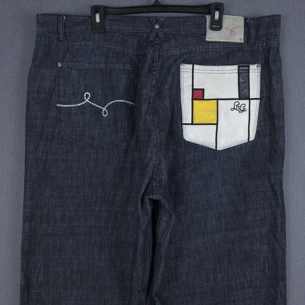 Lifted Research Group Denim Jeans Mens‎ 46 (Fits 43x33) Blue Baggy Y2K Hip Hop