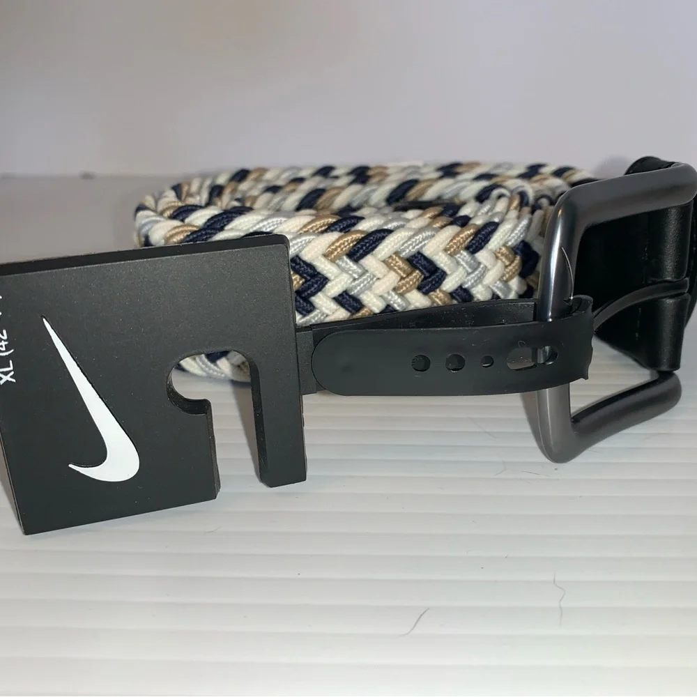 Nike Men’s Belt Woven Stretch Size XL (42-44) Navy / White / Grey / Black NWT