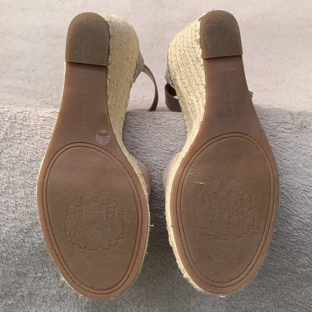 Vince Camuto Leera Genuine Leather Platform Wedge Sz 8.5