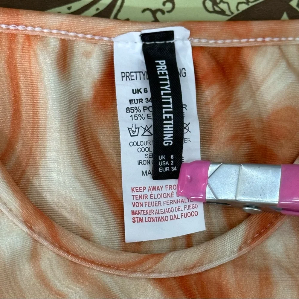 PrettyLittleThing Orange and Cream Bikini Bottom