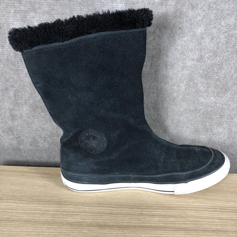 Converse Boots Junior 5 Chuck Taylor Beverly Black‎ Suede Leather Faux Fur Lined