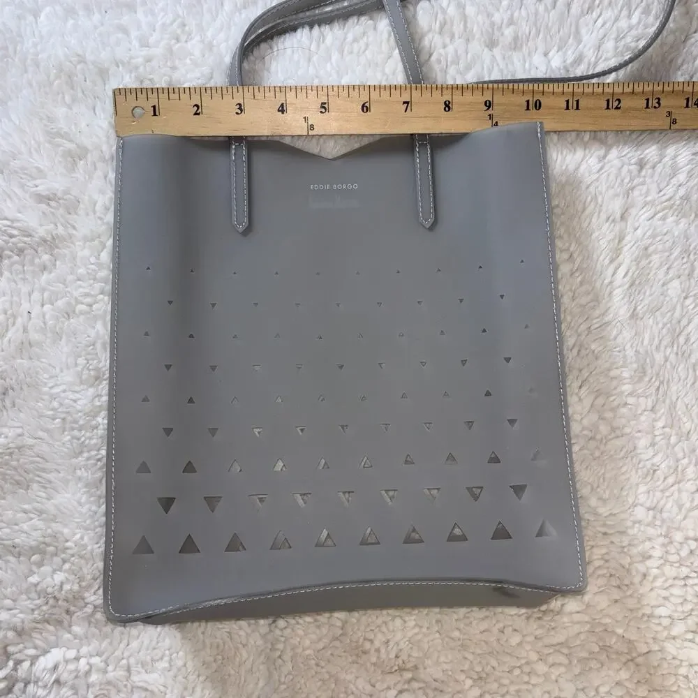 Neiman Marcus Eddie Borgo Jelly Tote Gray Laser-Cut PVC Waterproof Shoulder Bag